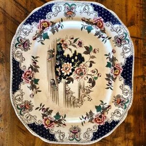 Antique Dresden China Serving Plate, Numbered